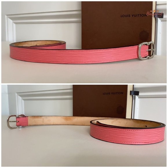 Authentic Louis Vuitton Pink Epi Leather Slim Silver Butterfly Buckle Belt 85/34 - Picture 10 of 13